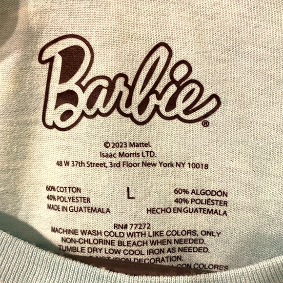 Unisex Aqua Barbie Sunday Funday Short Sleeve Crew Neck T-Shirt sz L New NWT - Picture 3 of 8